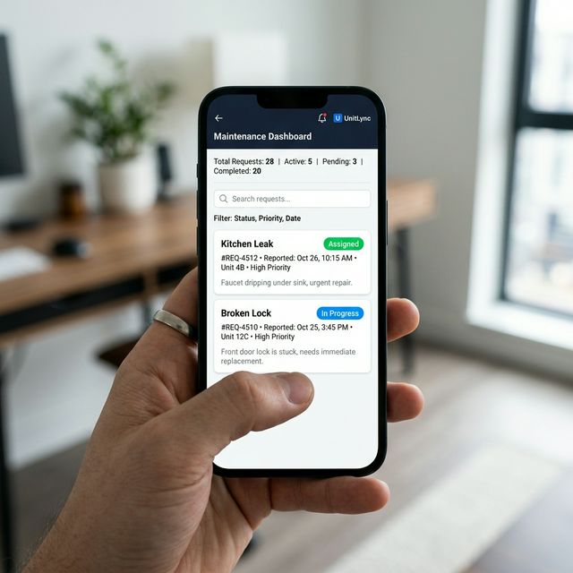 A clean maintenance dashboard on a smartphone.