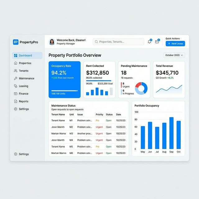 A clean property management dashboard for small landlords.